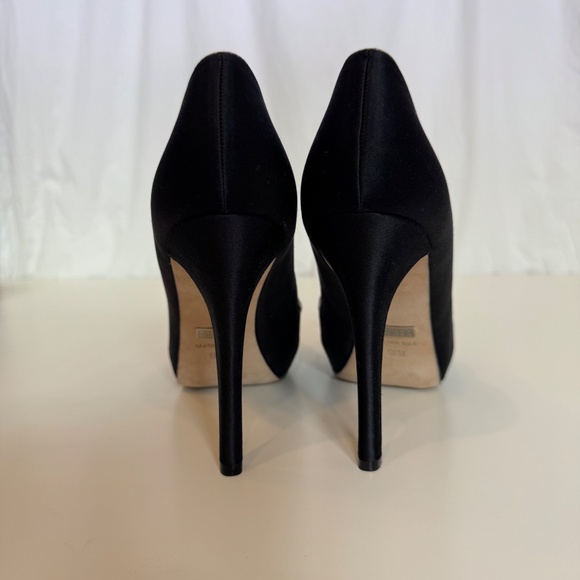 Badgley Mischka Pumps 9.5 Peep Toe Silver Embellished Heels - Picture 4 of 8